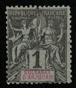 1892, Repvbliqve Francaise Sultanat D'anjouan, Colonies Postes, 1 Fr. (3...