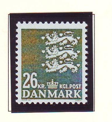 Denmark  Scott 815 1989 26.0 kr dark olive green State Seal stamp mint NH