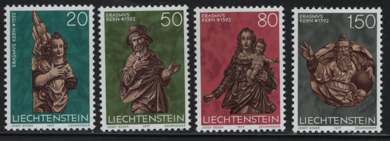 LIECHTENSTEIN, 632-635, (4) SET, MNH, 1977 Sculptures, Christmas type