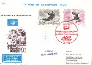 Austria Austrian Airlines Innsbruck to Zurich 1964 IX Winter Olympic Flight C...