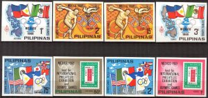 Philippines 1968 Olympic Games Mexico set Imperf. MNH** Mi:XVI/XXIIIB 30Eur.