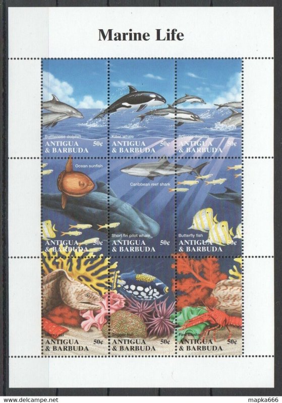 Antigua & Barbuda Fish & Marine Life 1Kb ** Stamps Pk058