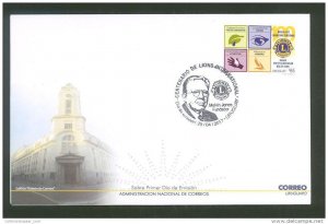 Lions Clubs International founding Centenary 2017 FDC COVER Uruguay blind env...