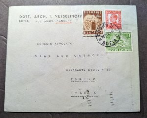 1940 Bulgaria Cover Sofia to Torino Italy via Santa Maria