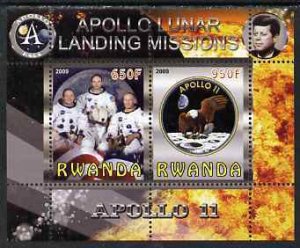 RWANDA - 2009 - Lunar Landings, Apollo 11 - Perf 2v Sheet - MNH - Private Issue