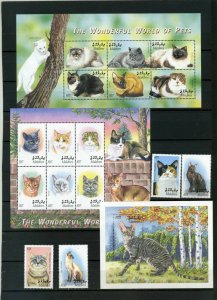 MALDIVES 2002 FAUNA CATS SET OF 4 STAMPS, 2 SHEETS OF 6 STAMPS & S/S MNH