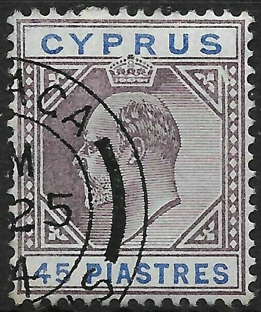 CYPRUS SG71 1904 45pi DULL PURPLE & ULTRAMARINE USED