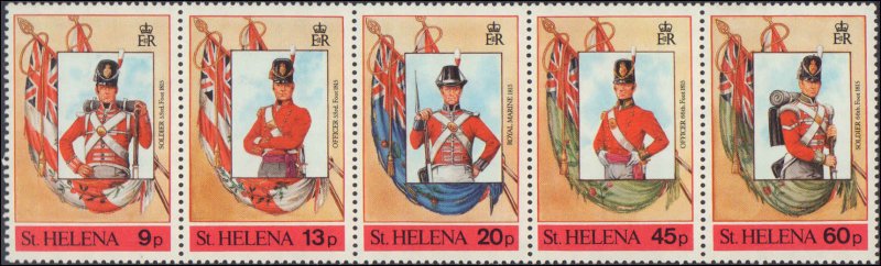 St. Helena #509, Complete Set, Strip of 5, 1989, Never Hinged