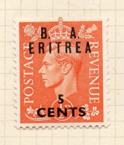 Eritrea 1948 GVI Issue Fine Mint Hinged 5c. Surcharged BMA Optd NW-198916 