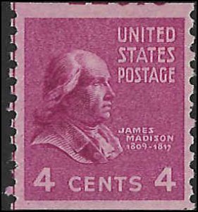 Scott# 843  1939 4c red vio  Madison   Mint Never Hinged - Very Fine