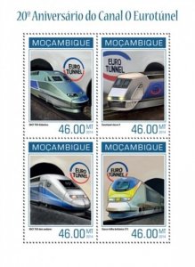 Mozambique - 2014 Channel Tunnel Anniversary - 4 Stamp Sheet-13A-1436