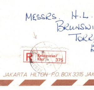 INDONESIA Air Mail Cover *KEBAYORAN* Registered 1980 Devon Bideford MA1098