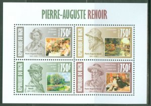 NIGER  2013  PIERRE AUGUSTE RENOIR SHEET OF FOUR MINT NH