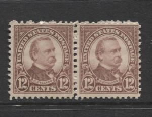 USA - Scott 564 - Cleveland- 1923 - MLH- Joined Horiz. Pair-Brn Vio. - 12c Stamp