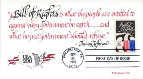 1989 Bill of Rights (Scott 2421) Heartland FDC