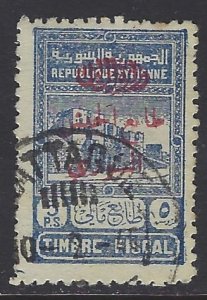Syria, Scott #RA4; Overprinted 5p Revenue Stamp for Postal Tax, Used