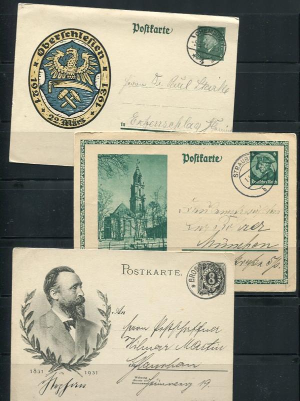 Germany 1931/33  3 Picture Postal Stationary Cards Used  3803