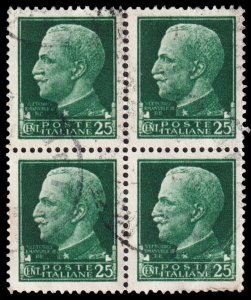 Italy Scott 218 Block of 4 (1929) Used F-VF M