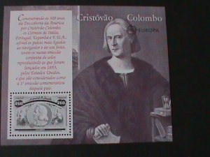 PORTUGAL-1992-SC#1923-EUROPA- VOYAGES OF COLUMBUS-COLUMBUS MNH S/S VERY FINE