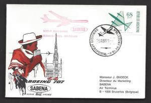 ARGENTINA FFC 1971 SABENA First Flight Cover Buenos Aires to BRUSSELS BELGIUM