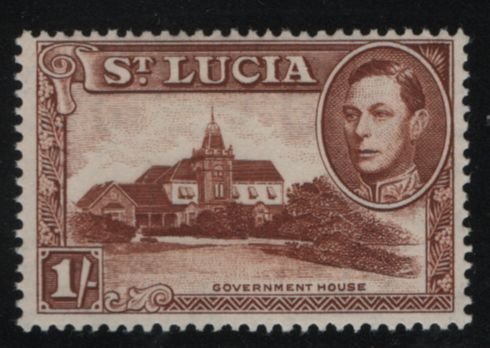 St Lucia 1938-48 MNH Sc 121a 1sh Government House KGVI Perf 13.5