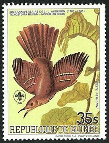 Guinea 1983 Perf. Birds Fauna & Flora: 200th Anniversary John James Audubon Fu
