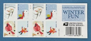 Sc 4937-4940 (4940b) WINTER FUN Booklet Pane of 20 US Forever Stamps MNH 2014