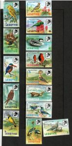 Lesotho 1980 - Birds - Set of 14 Definitive Stamps - Scott #321-34 - MNH