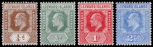 Leeward Islands Scott 41-43, 45 (1907-09) Mint H F-VF, CV $34.75 M