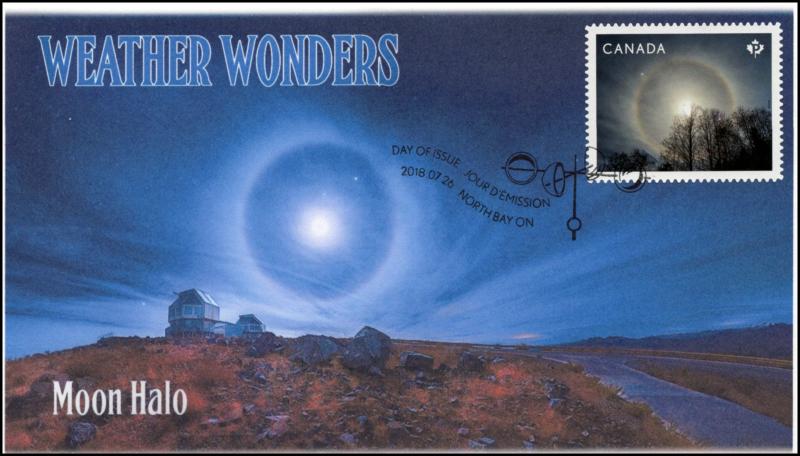 CA18-039, 2018, Weather Wonders, Pictorial, FDC, Moon Halo