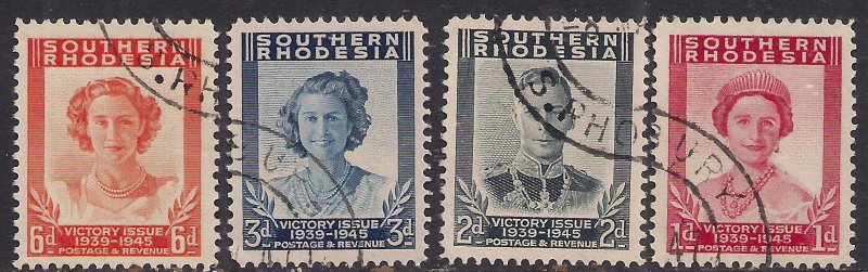 Southern Rhodesia 1947 KGV1 Set Victory Used SG 64 - 67  ( L1309 ) 