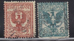 ITALY  SC# 77+78 **USED**  1901-05  2+5c     SEE SCAN