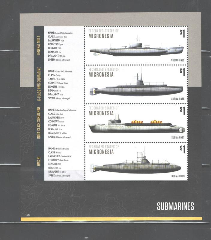 MICRONESIA - SUBMARINES 2015 SHEETLET #1164 MNH