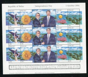 Palau 338 Independence Day Shet of 15 Stamps MNH 1994 Bill Clinton