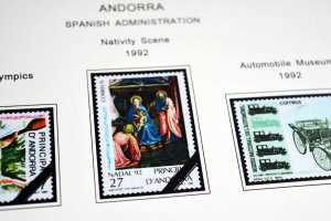 COLOR PRINTED ANDORRA [SPANISH] 1875-2020 STAMP ALBUM PAGES (66 illustr. pages)