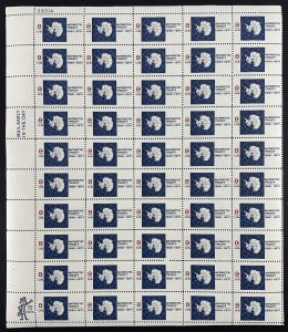 1431 Antarctic Treaty Sheet of 50 US 8¢ Stamps MNH 1972 USPS Error Cut