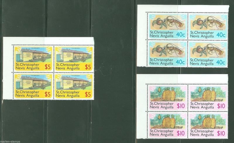 ST. CHRISTOPHER NEVIS  ANGUILLA  LOT OF SIX MINT NH DEFINITIVE  SETS 