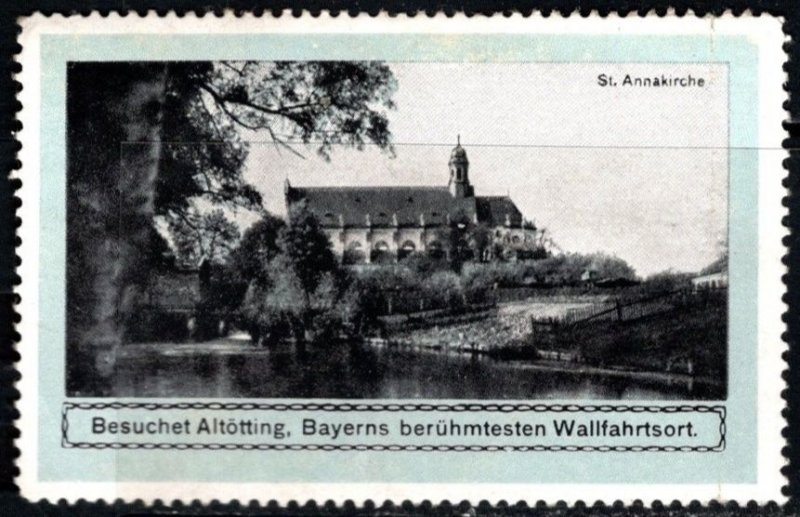 Vintage Germany Poster Stamp Visit Altötting Bavaria's Most Famous Pilg...