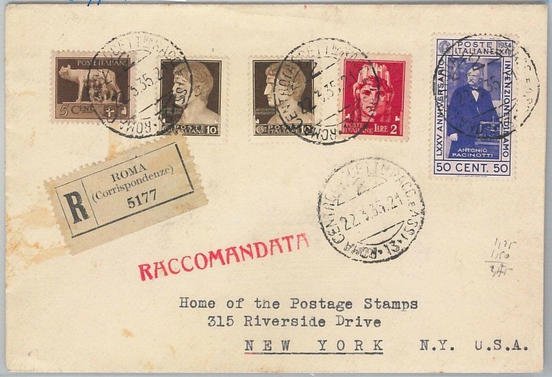 53574 - REGNO - Storia Postale: IMPERIALE su BUSTA RACCOMANDATA a USA 1935