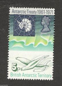 1971 British Antarctic Territory Treaty Sc# 41 - 5p QEII, Map & Seals MH Cv$11