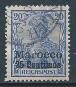 Germany Offices in Morocco #10 Used 20pf Germania Issue Ovptd. Marocco & Su...