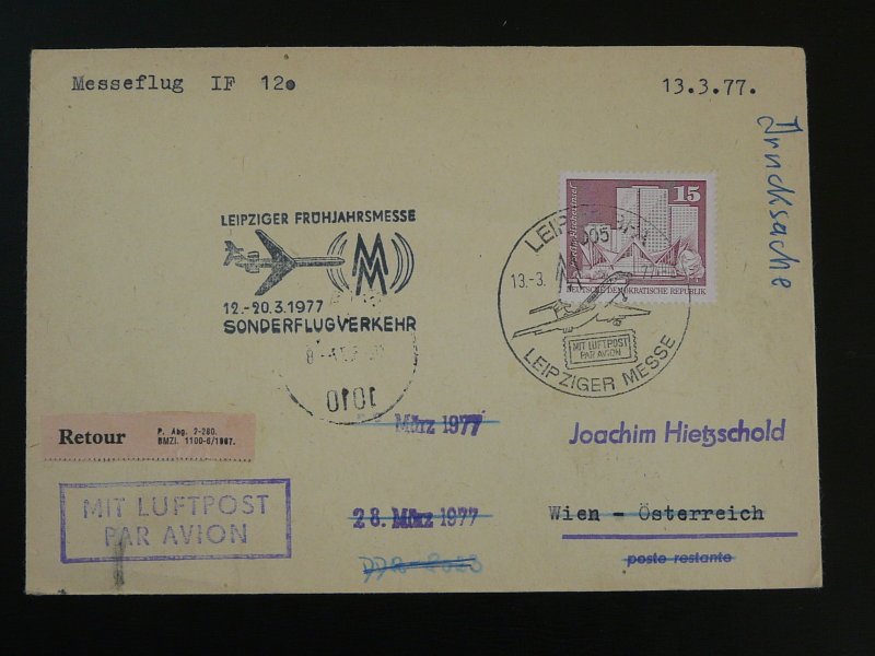 special flight cover Leipziger Messe Wien Interflug 1977 DDR ref 99987