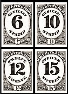 US Official Stamp Plate Proofs O50 O51 O52 O53 on Card Stock HINGED