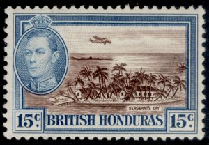 BRITISH HONDURAS GVI SG156, 15c brown & light blue, M MINT.