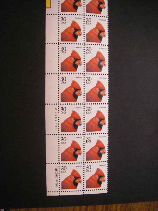 Scott 2480, 30c Cardinal, PB20 #S111 UL, MNH Flora & Fauna Beauty