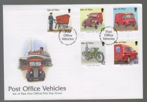 Isle of Man -  2003  Postoffice Vehicles set of 5, on FDC