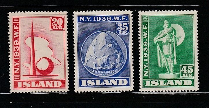 Iceland 213-215 MH New York Worlds Fair (B)