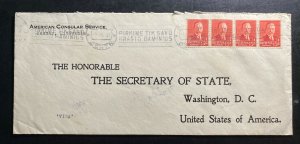 1933 Kaunas Lithuania American Embassy Diplomatic Cover To Washington DC USA