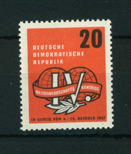 East Germany 1957 Fourth World Trade Unions Congress stamp. Mint. Sg E334