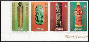 Niue 1980 MNH Sc #268 Strip of 4 35c Artifacts, Handcrafts Margin copy